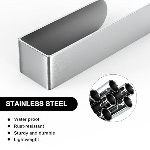 HUFEEOH 2 Pack Adhesive Hand Towel Holder, Sticky Towel Bar Towel Holder Wall Mounted, Stainless Steel Kitchen Towel Holder Hand Towel Rack for Bahtroom Hotel RV Kitchen (Silver) - color: Silver, size: 8 Inch (2PC)