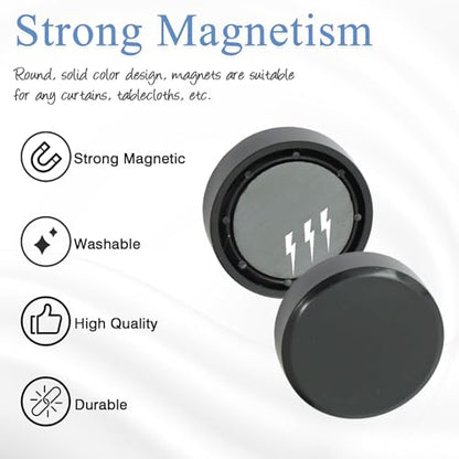 ZYNERY 18 Pcs Shower Curtain Weights, Shower Magnets for Curtain Liner, Shower Curtain Magnets Weights, Magnetic Shower Curtain Weights Bottom, Weights for Outdoor Curtains Flag Tablecloth (Black) - color: Black