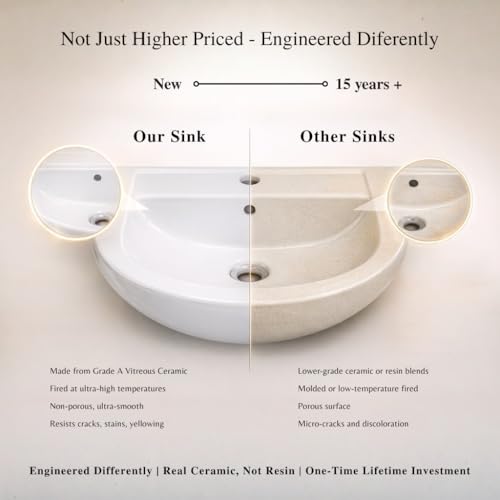Renovators Supply Ridge 17 3/4 in. Wall Mount Bathroom Sink Combo Brass PVD | Grade A Vitreous China, Solid Brass Faucet, Pop Up Drain, Stainless Steel Towel Bar, Overflow - color: Brass