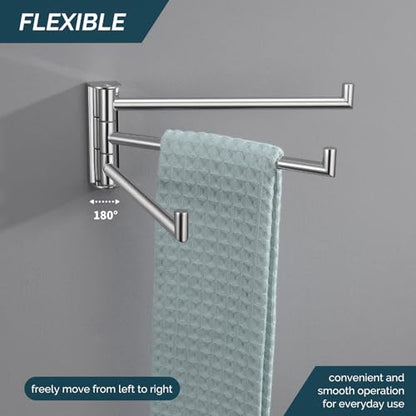 Angle Simple Swivel Hand Towel Rack, Foldable 3 Bars, Polished Chrome | Solid SUS304 Stainless Steel, Kitchen Towel Holder, Triple Arms Space Saving, 9.84" - color: Polished Chrome