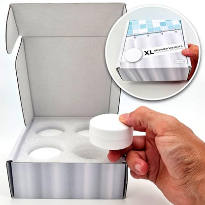XL & Extra Heavy Powerful Anti-Billowing Magnetic Shower Curtain Weights for Splash-Free Bath Experience - 360° Silicone Wrapped - Will Never Rust - Prevent Curtain from Blowing | 4 XL Pairs | White - color: White, size: 4 XL Pairs