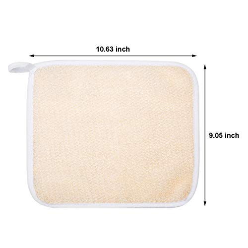 Tatuo 10 Count Exfoliating Wash Cloths for Body and Face Facial Bath Scrub Soft Weave Loofah Towel Exfoliate Bath Towel Remove Dead Skin Wash Cloth for Women Man (White Edge) - color: White Edge