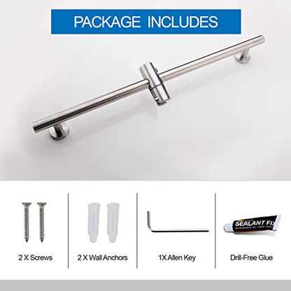 Brushed Nickel Shower Slide Bar, Bathroom Shower Slide Bar with Adjustable Handheld Shower Holder, Stainless Steel Slide Slide Bar Wall Mount Sliding Bar - color: Brushed Nickel