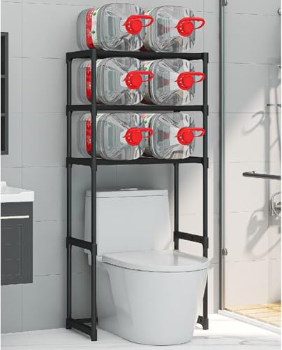 3-Tier Over the Toilet Storage, Metal Bathroom Shelve, Over Toilet Bathroom Organizer, Space Saver Bathrooms Shelve for Restroom Laundry Balcony, Black - color: Black