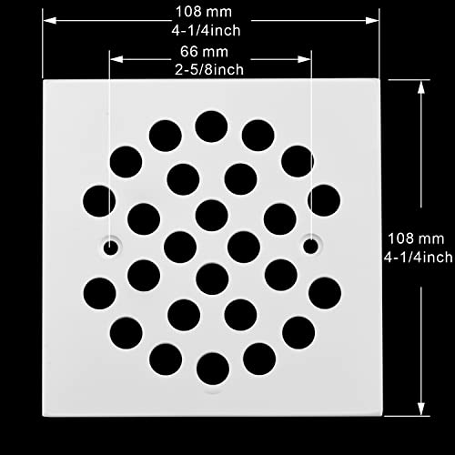 Square 4-1/4 Inch Screw-in Shower Drain Cover Replacement Square Floor Drainer Grate,Brushed Nickel,Brushed Gold,Oil Rubbed Bronze,Chrome (White) - color: White, size: 1-1/4