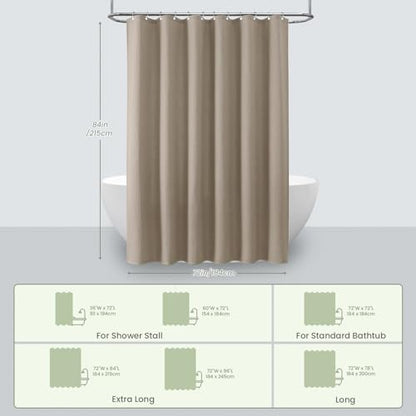Inhousolu Fabric Shower Curtain, Waffle Weave 230 GSM Polyester, Weighted Hem, Metal Hooks Included, Water Repellent Washable, 72 x 84 Inch, Beige - color: Beige, size: 72"W x 84"L (Pack of 1)