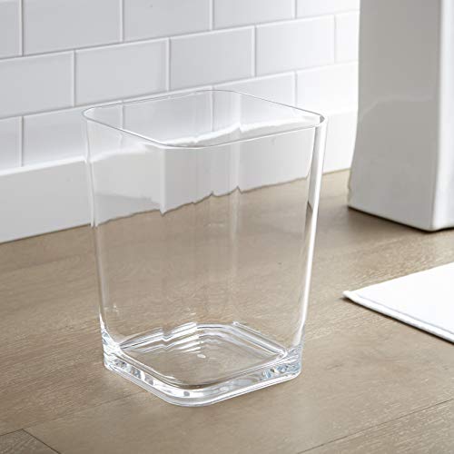 Huang Acrylic Clear Square Wastebasket Trash Can | Garbage Container Bin for Bathrooms, Kitchens, Home Offices | Shatter-Proof, Stylish, Durable and Compact Design - size: Square