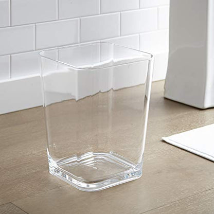 Huang Acrylic Clear Square Wastebasket Trash Can | Garbage Container Bin for Bathrooms, Kitchens, Home Offices | Shatter-Proof, Stylish, Durable and Compact Design - size: Square