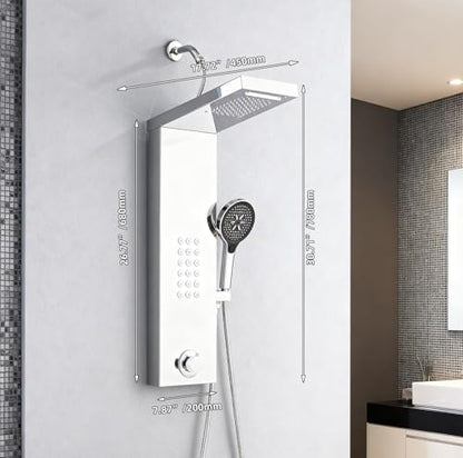 Shower Panel Tower System,Rain Shower Head Rainfall | Waterfall Shower,Handheld High Pressure Rain Massage System(Brushed Silver) - color: brushed silver, style: Normal