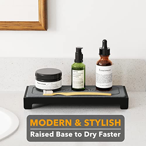 SpaceAid DryingNeat Sink Organizer, Instant Dry Sink Caddy Organizers, Kitchen Sponge Soap Holder Dispenser, Countertop Fast Drying Counter Tray Rack (Bamboo Rack, Black) - color: Black