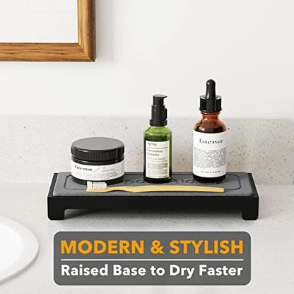 SpaceAid DryingNeat Sink Organizer, Instant Dry Sink Caddy Organizers, Kitchen Sponge Soap Holder Dispenser, Countertop Fast Drying Counter Tray Rack (Bamboo Rack, Black) - color: Black