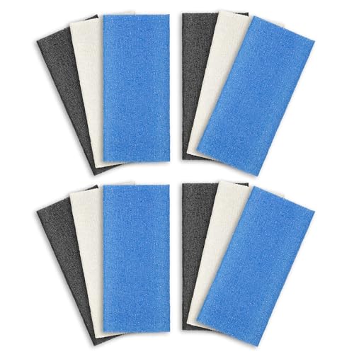 ARCH&M Exfoliating Washcloth 12 Pack, Black Off-White Navy-Blue | Back Scrubber for Shower, Japanese Exfoliating Shower Towel, Korean Beauty Wash Cloth, Daily Use - style: Black x 4 Off-White x 4 Navy-Blue x 4