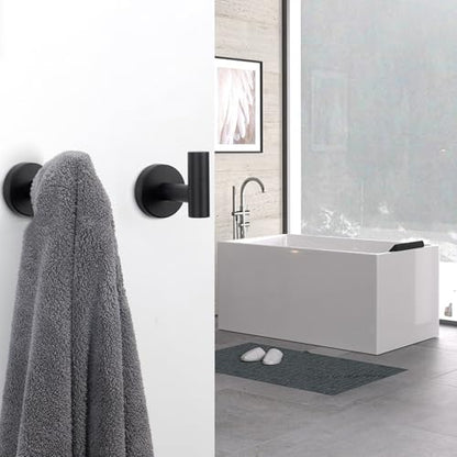NearMoon Bath Towel Hooks- SUS 304 Stainless Steel Robe Hook Holder, Heavy Duty Coat Hook for Bathroom Livingroom Hotel Kitchen Garage, Wall Mounted (Matte Black, 16 Pack) - color: Matte Black, size: 16 Pack