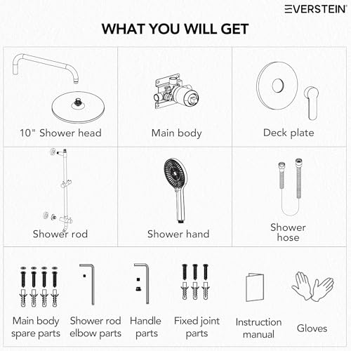 10 Inch High Pressure Rainfall Shower System with Slide Bar, Wall Mount Bathroom Round Shower Faucet Set with Valve, Matte Black - color: Black