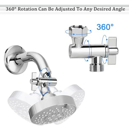 Adjustable Shower Head Extension Adapter, 360° Rotatable Angle | All-Metal Adapter, fits fixed & rainfall shower heads, easy installation, corrosion-resistant chrome finish