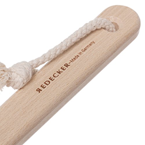 REDECKER Beechwood Bath and Shower Brush - Boar Bristle Back Brush Shower - 17-3/4 inch Handle for Hard-to-Reach Areas - Natural Pig Bristle Fibers Remove Dead Skin - Long Handled Bristle Shower Brush - size: 17-3/4-Inches