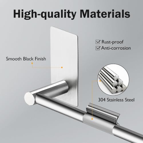 Taozun Towel Bar - 2 Packs Adhesive Hooks | 32 Inch Towel Holder, Hand Towel Rack Stick on Wall, Stainless Steel Bathroom Hardware Accessory Kit - color: Silver, size: 32-inch