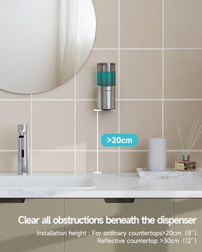AIKE Automatic Soap Dispenser IPX7 Waterproof 13.5oz Stainless Finish | No-Drill and Screws for Mounting,Space Saving,Adjustable 5 Levels Precise Dispense for Bathroom,Easy Refill Wide Opening - color: Brushed Stainless Steel