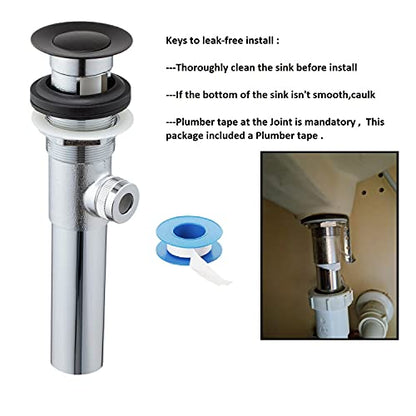 Sink Pop-Up Drain Stopper Assembly with Lift Rod and Overflow, Solid Brass Lavatory Pop Up Drain Assembly for Bathroom Vanity Sink, All Brass Construction (Oil Rubbed Bronze) - color: Oil Rubbed Bronze