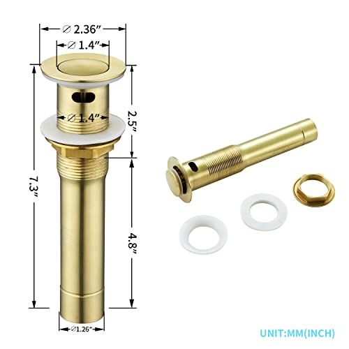 CREA Bathroom Sink Drain, Bathroom Sink Stopper with Drain Hair Catcher Pop Up Drain 1 1/2" for Bathroom Vanity Kitchen Sink with Overflow, Gold - color: Gold