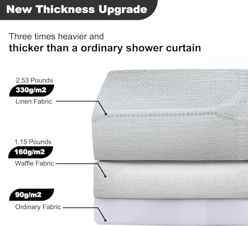White Striped Farmhouse Shower Curtain Boho Plaid Fabric Shower Curtains for Bathroom, Country Heavy Duty Thick Bathroom Curtain Set with Tassel - Bohemian Cloth Shower Curtain with Hooks 59x71 Inch - color: White, size: 59"W x 71"L (Pack of 1)