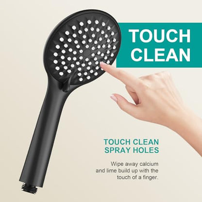 Shower Slide Bar Handheld Shower Head with Hose, 5-Function Hand Shower with Wall Mount，shower slide bar,adjustable height shower head (A-round, Matte Black) - color: Matte Black