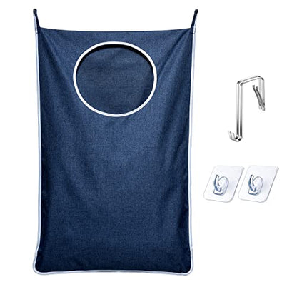 KEEPJOY XL Hanging Laundry Hamper Bag, Large 36"x22" Clothes Hanging Hamper with Strong Hooks for Dirty Clothes Laundry Storage Bag (Blue,1-Pack) - color: Blue