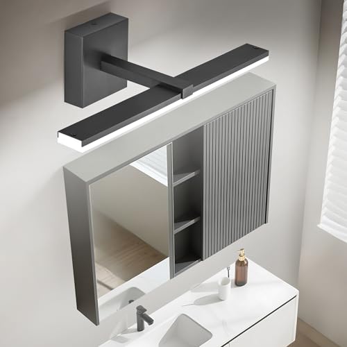 Black Bathroom Vanity Lights - 18 inch Modern LED Bathroom Light Fixtures Dimmable Vanity Light Acrylic Bath Room Lighting Fixture Over Mirror - color: Black- Dimmable, size: 18-inch
