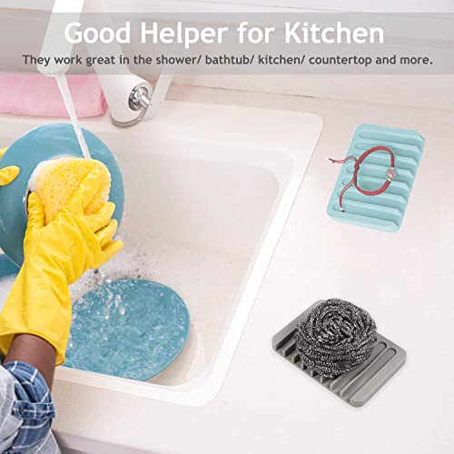 Self Draining Soap Dishes, 3 Pcs Silicone Waterfall Drainer Soap Holder for Bathroom, Extend Soap Life Keep Dry Clean & Easy Cleaning (Black) - color: Black
