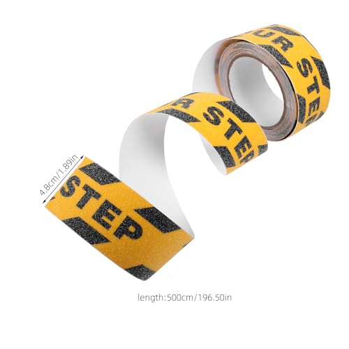 Artibetter Non-slip Adhesive Safety Grip Tape for Stairs and Bathroom Floors, Anti-skid High-visibility Printed Floor Tape with “watch Your Step” Warning, Waterproof Roll for Indoor