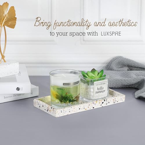 Luxspire Resin Bathroom Vanity Tray Countertop Organizer, Mini, Terrazzo | 8 x 4 inch, non-slip waterproof resin, easy wipe clean, fits bath kitchen vanity, holds jewelry toiletries soap - color: Terrazzo, size: Mini