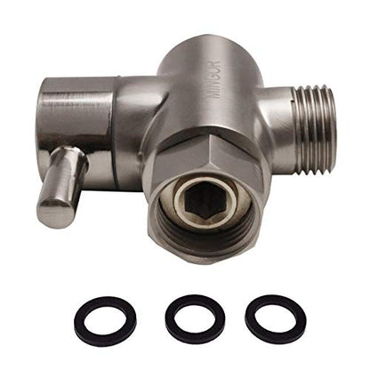 Shower Arm Diverter Valve for Hand Held Showerhead and Fixed Spray Head,G 1/2 3-Way Bathroom Universal Shower System Replacement Part/Brass (Brushed Nickel) - color: Brushed Nickel