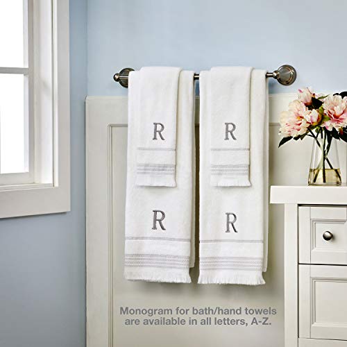 SKL Home Casual Monogram Hand Towel Set, U, 16x26, White 2 Count - color: Casual Monogram Hand Towel Set, size: Hand Towel Set, style: U