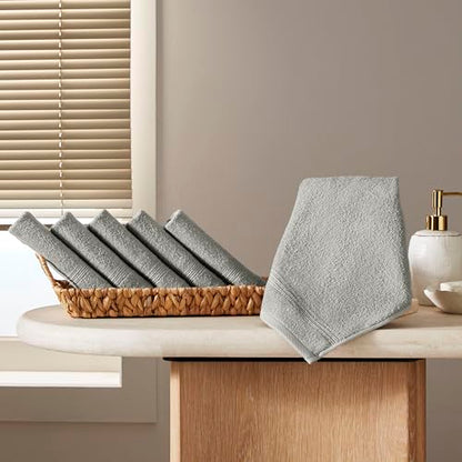 Ozdilek 6-Piece Washcloth Set 13x13 Towels 100% Turkish Cotton, Soft, Absorbent, Gentle on Sensitive Skin, Multi-Purpose Use, Washable, Reusable, Ideal for Baby Care & Spa 6 Towels (Light Brown) - color: Light Brown