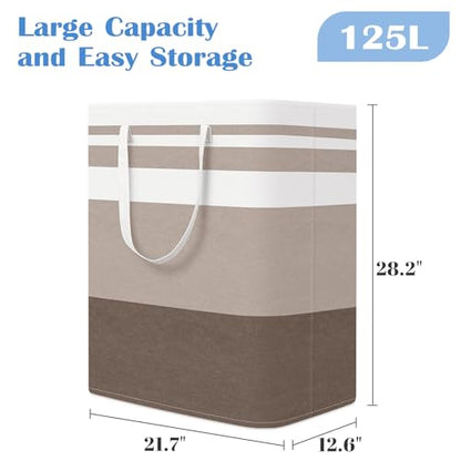 BlissTotes 3-Pack Laundry Basket, Collapsible Laundry Hamper, Khaki, 125L | Laundry Clothes Hamper, Hampers for Bedroom, Freestanding Hamper with Handles, Clothes Laundry Basket - color: Khaki, size: 125L
