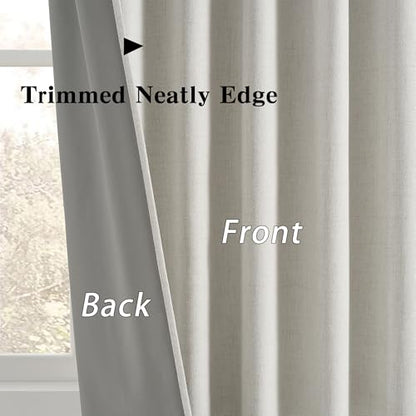 RAIN CITY Natural Birch Blackout Curtains 63 Inch Long 2 Panels 50" x 63" | Boho Farmhouse Linen Drapes for Bedroom Textured Hook Included - color: Birch, size: 50"W x 63"L (Pack of 2)