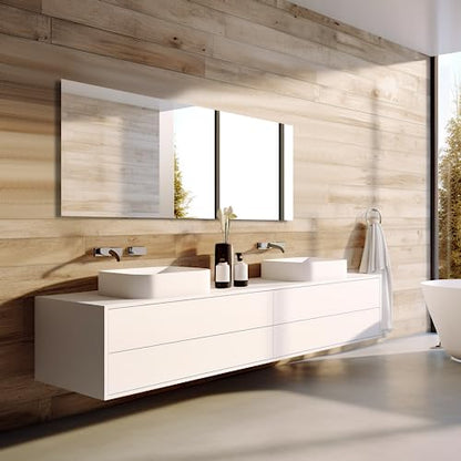 Bathroom Vanity Mirror 60"x28" Frameless Wall Mirror Shatterproof | Modern Wall Mount Vanity Mirror, Hangs Horizontally or Vertically, for Over Sink, Living Room, Bedroom, Upgraded Packing - size: 60"L x 28"W