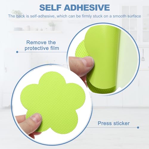 PATIKIL 12 Pcs Non Slip Bathtub Stickers, Anti Slip Shower Stickers with Scraper Bathroom Shower Floor Decals Flower Shape Cute Treads Tubs, Grass Green - color: Grass Green