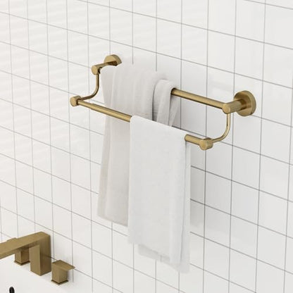 Double Towel Bar Bathroom Towel Rack Towel Rod Holder Antique Brass | Adjustable 16-26 In,Wall Mounted Towel Holder, Stainless Steel, Rustproof, Towel Bar Rod Hanger Hardware Accessories Hotel - color: Antique Brass