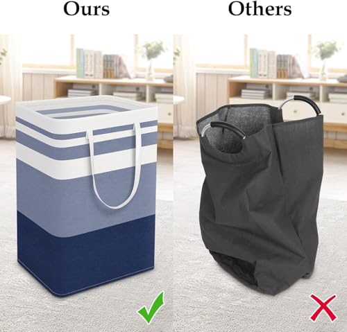 StorageRight Laundry Basket Hamper Large Collapsible Laundry Hamper with Easy Carry Handles，Freestanding Clothes Hampers for Laundry, Bedroom, Dorm, Clothes, Towels, 75L, Gradient Blue | Freestanding Clothes Hampers, Foldable design, with Easy Carry Handl