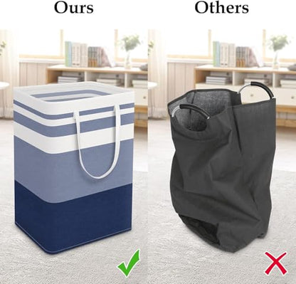 StorageRight Laundry Basket Hamper Large Collapsible Laundry Hamper with Easy Carry Handles，Freestanding Clothes Hampers for Laundry, Bedroom, Dorm, Clothes, Towels, 75L, Gradient Blue | Freestanding Clothes Hampers, Foldable design, with Easy Carry Handl