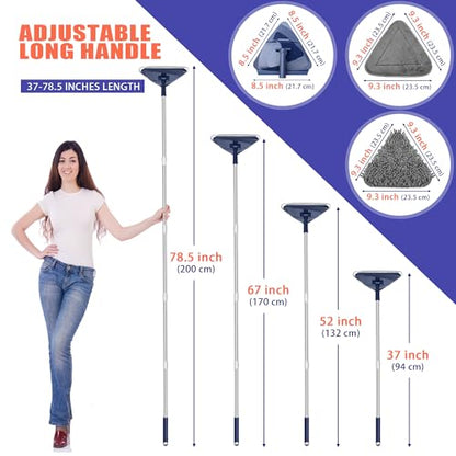 JEHONN Wall Cleaner Mop with Long Handle 82 Inches, 3-in-1 Ceiling Cleaning Tool Duster with 6 Replacement Microfiber Chenille Pads for Painted Walls, Window, Floor, Baseboard - color: Blue