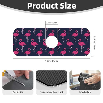 Abstract Summer Tropical Blue Pink Flamingo Flamingos Hawaii Hawaiian Kitchen Sink Splash Guard Faucet Mat Super Absorbent Fast Drying Mat Sink Drying Pad Sink Mat For Kitchen Bathroom (15" X 5.5" ) - color: Flamingo