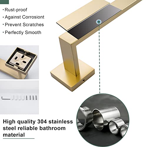Brushed Gold Bathroom Towel Bar Holder Sets Premium Stainless Steel 4-Piece Bathroom Hardware Set Wall Mounted Bathroom Toilet Paper Holder with Shelf Set. - color: Brushed Dark Gold, size: 4-Pieces Set-B