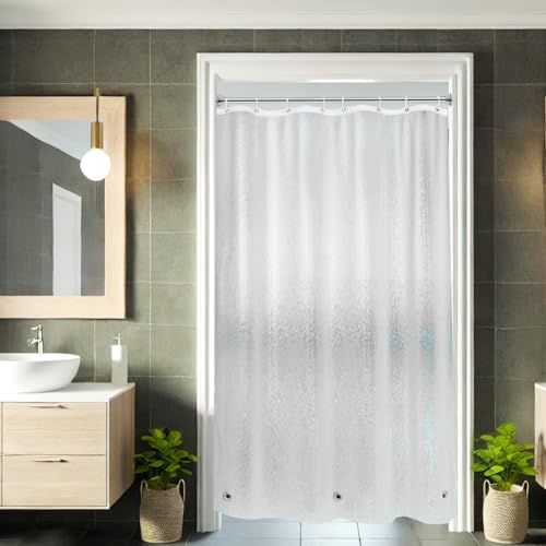 AooHome Shower Stall Curtain Liner for Small Size 48x72 Inch, 8G Eva RV Shower Curtain Frosted Pattern, Narrow Standing Single Water Repellent Shower Liner, Semi Transparent - color: Pure Translucent, size: 48"W x 72"L (Pack of 1)