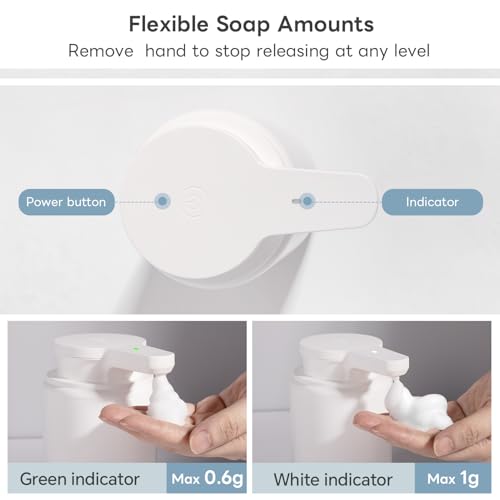 Automatic Foaming Soap Dispenser, Rechargeable Touchless Foam Hand Soap Dispenser for Bathroom, Soap Pump for Kitchen, Water-Resistant, Xmas Gift 10oz - color: White