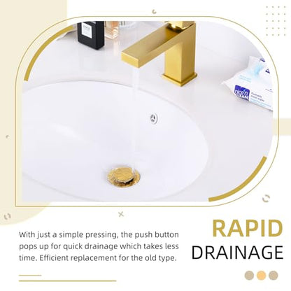 Angle Simple Pop Up Sink Drain Stopper with Overflow, Deep Titanium Gold | Brass Bathroom Sink Stopper Replacement, Fits Lavatory & Vanity Sink with 1.61 to 2 Inches Drain Hole - color: Deep Titanium Gold