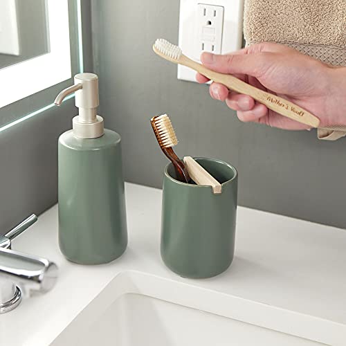 iDesign Ceramic Earth Collection Refillable Tall Soap Dispenser, Moss | For Bathroom or Vanity, Holds Hand Lotion - color: Soap Pump, style: Pack of 1