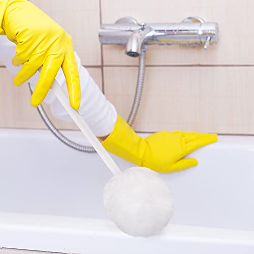 Eaasty 20 Pack Toilet Bowl Brush with Long Plastic Handle Bulk Disposable White Soft Swab Toilet Bowl Cleaners Mop with Silk Cotton Brush for Bathroom, 11 x 4.3 Inch