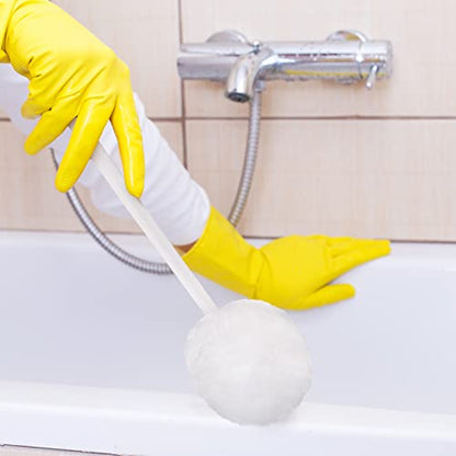 Eaasty 20 Pack Toilet Bowl Brush with Long Plastic Handle Bulk Disposable White Soft Swab Toilet Bowl Cleaners Mop with Silk Cotton Brush for Bathroom, 11 x 4.3 Inch